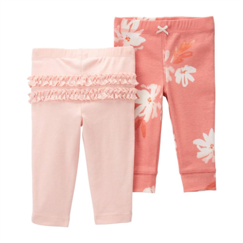 Baby Girl Carters 2-Pack Floral & Ruffled Pull-On Pants