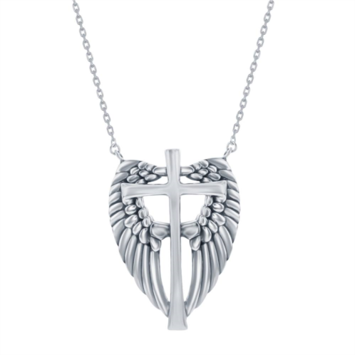 Argento Bella Sterling Silver Angel Wings Cross Necklace