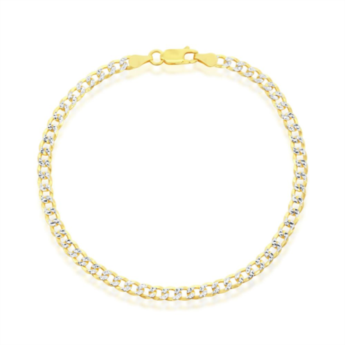 Argento Bella Gold Tone Sterling Silver Cuban Chain Anklet