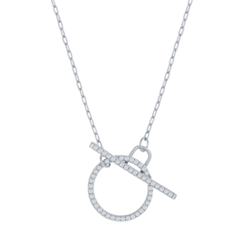 Argento Bella Sterling Silver Cubic Zirconia Circle Toggle Necklace