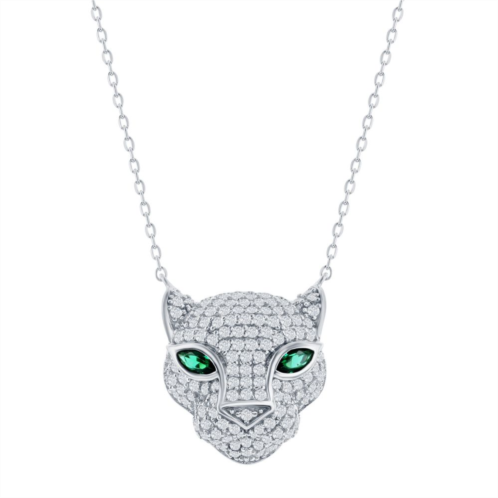 Argento Bella Sterling Silver Green & Clear Cubic Zirconia Panther Necklace