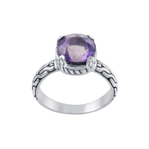 Athra NJ Inc Sterling Silver Amethyst Oxidized Textured Ring