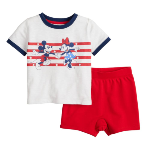 Disneys Mickey Mouse Baby Boy Striped Tee & Shorts Set by Jumping Beans