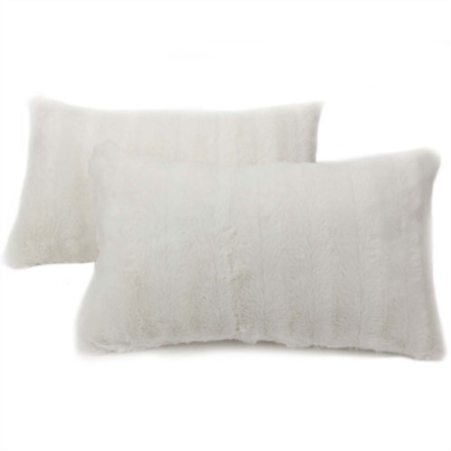 Cheer Collection Set of 2 Decorative Throw Pillows - Reversible Faux Fur to Microplush Accent Pillows by 12x 20
