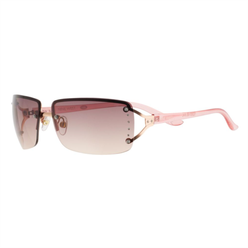 Womens Nine West 65mm Rimless Crystal Accent Square Gradient Sunglasses