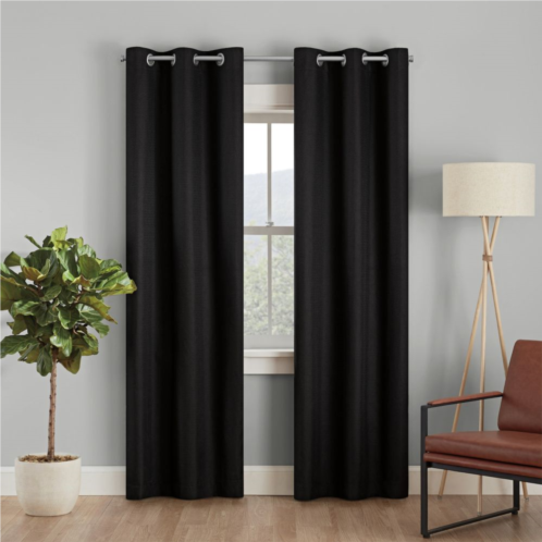 eclipse Desmond Basketweave 100% Blackout Thermaback Grommet Window Curtain Panel