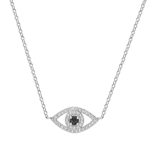 Gemminded Sterling Silver Black Onyx & Lab-Created White Sapphire Evil Eye Pendant Necklace