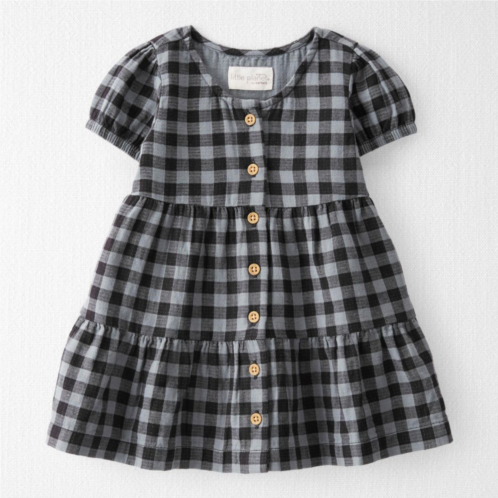 Baby Girl Little Planet by Carters Plaid Button-Front Tiered Dress & Diaper Cover Set