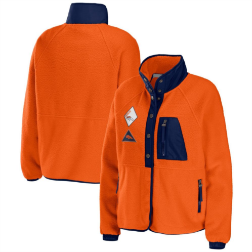 Womens WEAR by Erin Andrews Orange Denver Broncos Polar Fleece Raglan Full-Snap Jacket