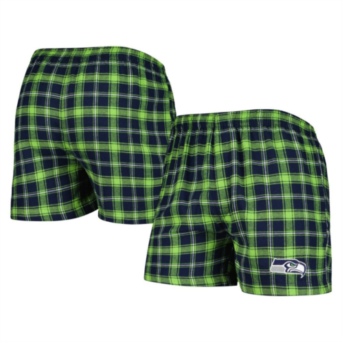 Unbranded Mens Concepts Sport College Navy/Neon Green Seattle Seahawks Ledger Flannel Boxers