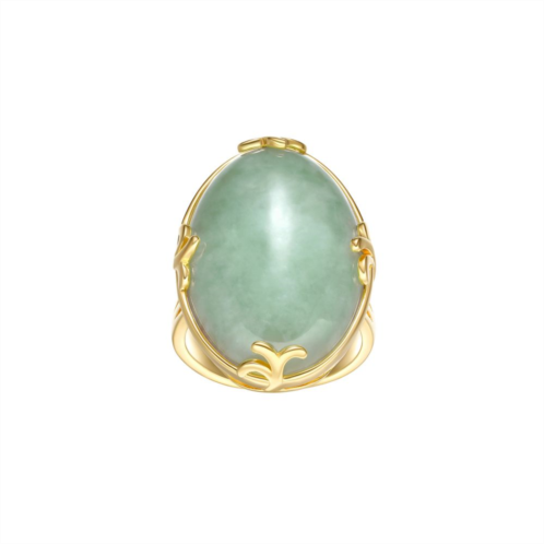 Dynasty Jade 18k Gold Over Sterling Silver Green Jade Ring