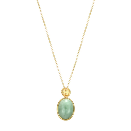 Dynasty Jade 18k Gold Over Sterling Silver Good Fortune Green Jade Pendant Necklace