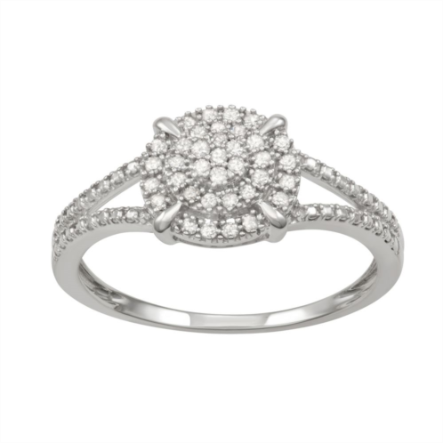 HDI Sterling Silver 1/5 Carat T.W. Diamond Cluster Ring