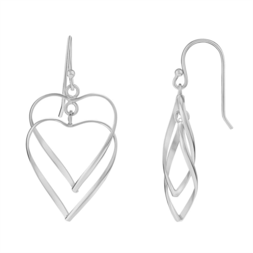 PRIMROSE Sterling Silver Double Heart Drop Earrings