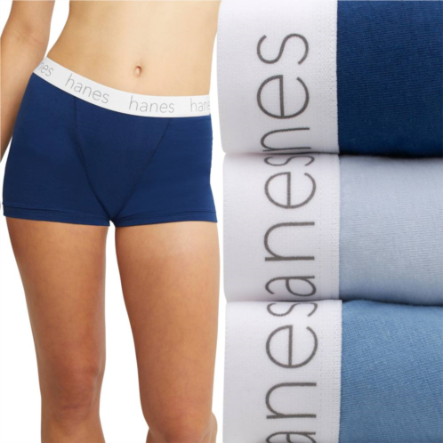 Womens Hanes Originals Ultimate 3-Pack Cotton Stretch Boxer Brief Underwear 45UOBB