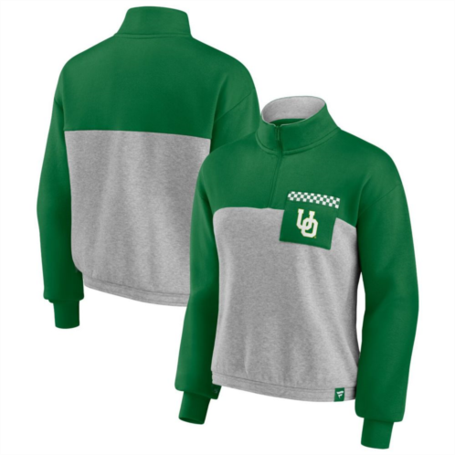 Unbranded Womens Fanatics Branded Green/Heathered Gray Oregon Ducks Sideline to Sideline Colorblock Quarter-Zip Jacket