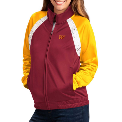 Womens G-III 4Her by Carl Banks Burgundy/Gold Washington Commanders Confetti Raglan Full-Zip Track Jacket