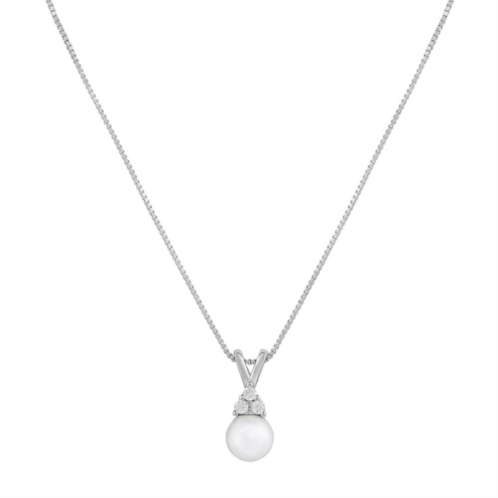 PRIMROSE Sterling Silver Cubic Zirconia & Simulated Pearl Pendant Necklace