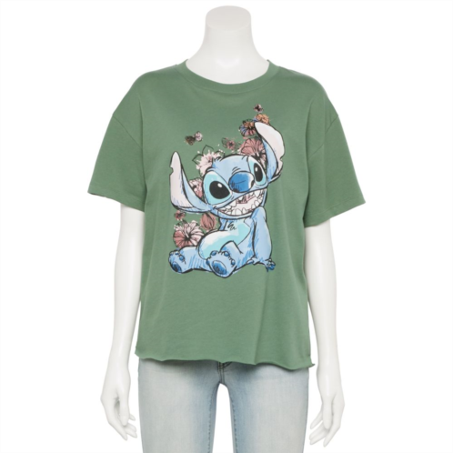 Licensed Character Disneys Lilo & Stitch Juniors Floral Stitch Graphic Tee