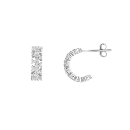 PRIMROSE Sterling Silver Cubic Zirconia Cluster C-Hoop Earrings