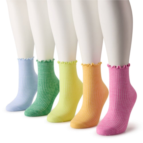 Womens Sonoma Goods For Life 5-Pack Lettuce Edge Ankle Socks