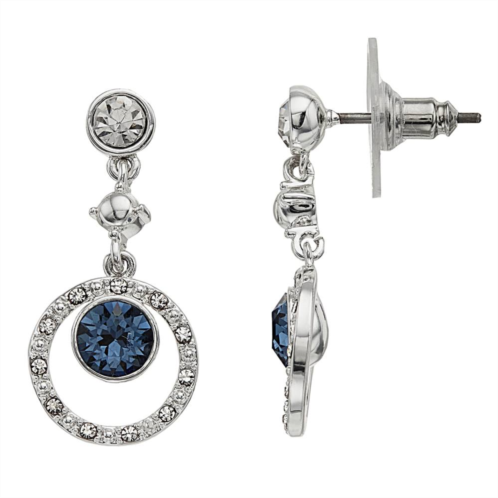 Brilliance Silver Tone Blue & White Crystal Drop Earrings