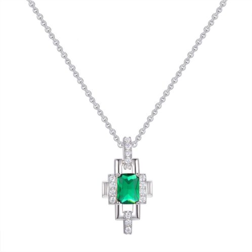 Chrystina Art Deco Cubic Zirconia & Green Glass Pendant Necklace