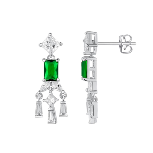 Chrystina Art Deco Cubic Zirconia & Green Glass Drop Earrings