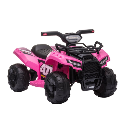 Aosom Kids 6v Battery Powered Ride On Car Quad Four Wheeler Atv Toy With Music Black