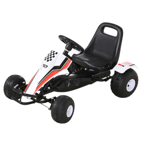 Aosom Pedal Go Kart Children Ride on Car Racing Style with Adjustable Seat Plastic Wheels Handbrake and Shift Lever Black