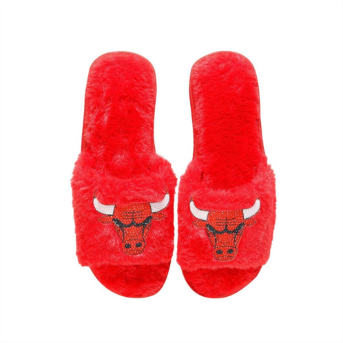 Unbranded Womens FOCO Red Chicago Bulls Rhinestone Fuzzy Slippers