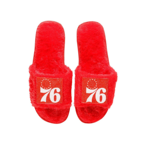Unbranded Womens FOCO Red Philadelphia 76ers Rhinestone Fuzzy Slippers