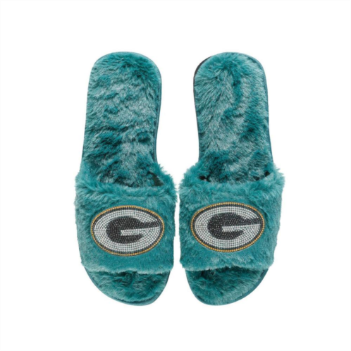 Unbranded Womens FOCO Green Green Bay Packers Rhinestone Fuzzy Slippers