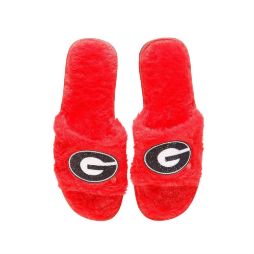 Womens FOCO Red Georgia Bulldogs Rhinestone Fuzzy Slippers