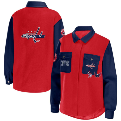 Womens WEAR by Erin Andrews Red/Navy Washington Capitals Colorblock Button-Up Shirt Jacket