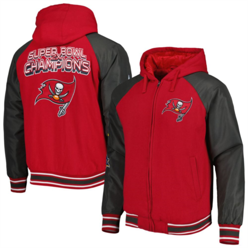 Mens G-III Sports by Carl Banks Red Tampa Bay Buccaneers Defender Raglan Full-Zip Hoodie Varsity Jacket
