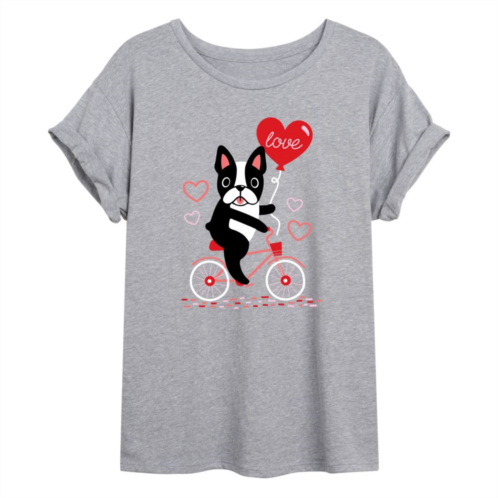 Licensed Character Juniors Valentines Day Dog On Bike Oversized Tee