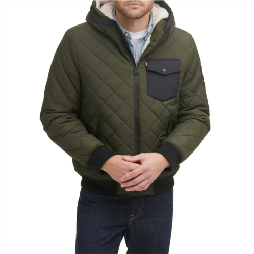 Mens Levis Quilted Sherpa-Lined Bomber Jacket