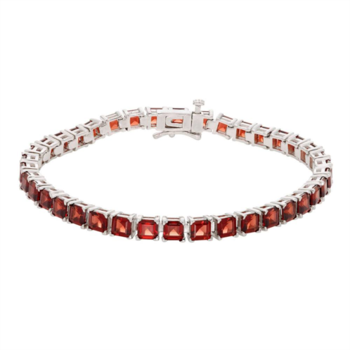 Unbranded Sterling Silver Princess Cut Lab Created Ruby Tennis Bracelet
