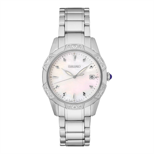 Womens Seiko Stainless Steel Quartz Diamonds Mother-of-pearl Dial Watch - SKK727