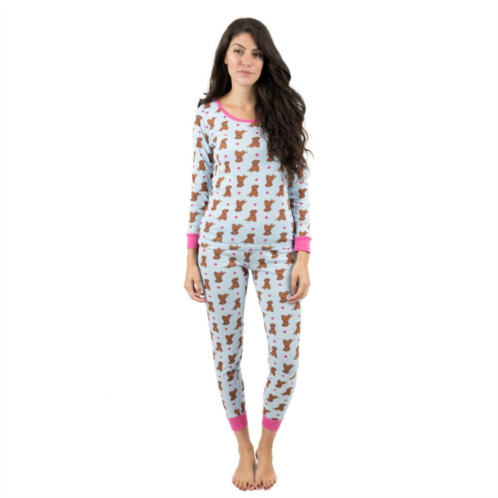 Leveret Womens Two Piece Cotton Pajamas Puppy
