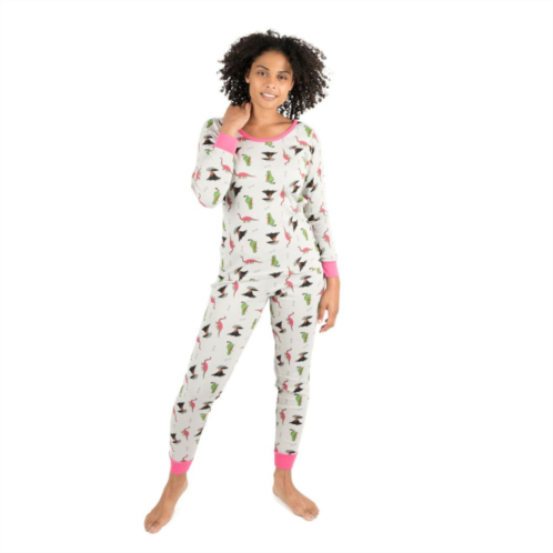 Leveret Womens Two Piece Cotton Pajamas Dinosaur Gray