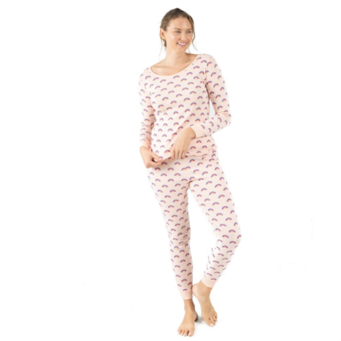 Leveret Womens Two Piece Cotton Pajamas Rainbow Peach