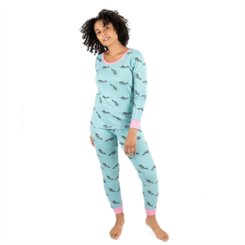 Leveret Womens Two Piece Cotton Pajamas Whale