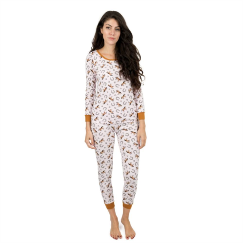 Leveret Womens Two Piece Cotton Pajamas Horse