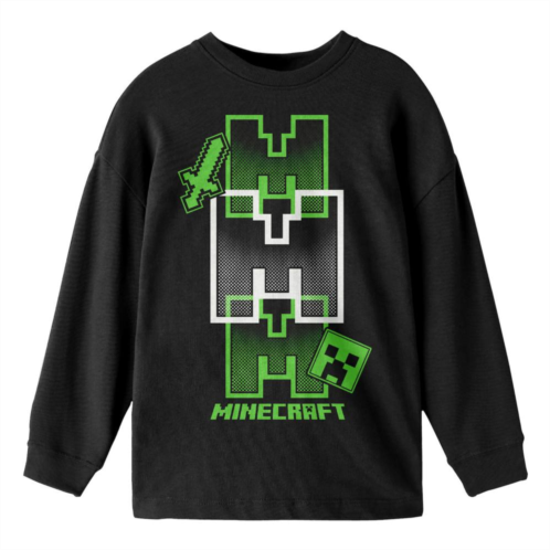 Licensed Character Boys 8-20 Minecraft Icon Repeated Long-Sleeve Tee