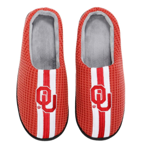Mens FOCO Crimson Oklahoma Sooners Team Stripe Memory Foam Slide Slippers