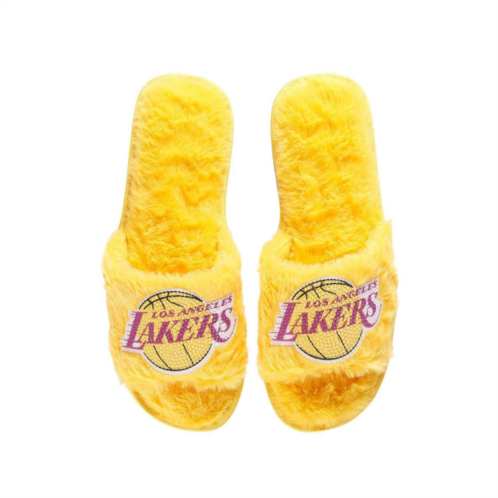 Womens FOCO Gold Los Angeles Lakers Rhinestone Fuzzy Slippers