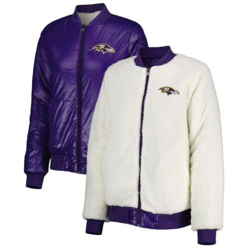 Womens G-III 4Her by Carl Banks Oatmeal/Purple Baltimore Ravens Switchback Reversible Full-Zip Jacket