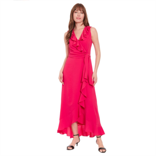Womens London Times Ruffle Faux-Wrap Maxi Dress